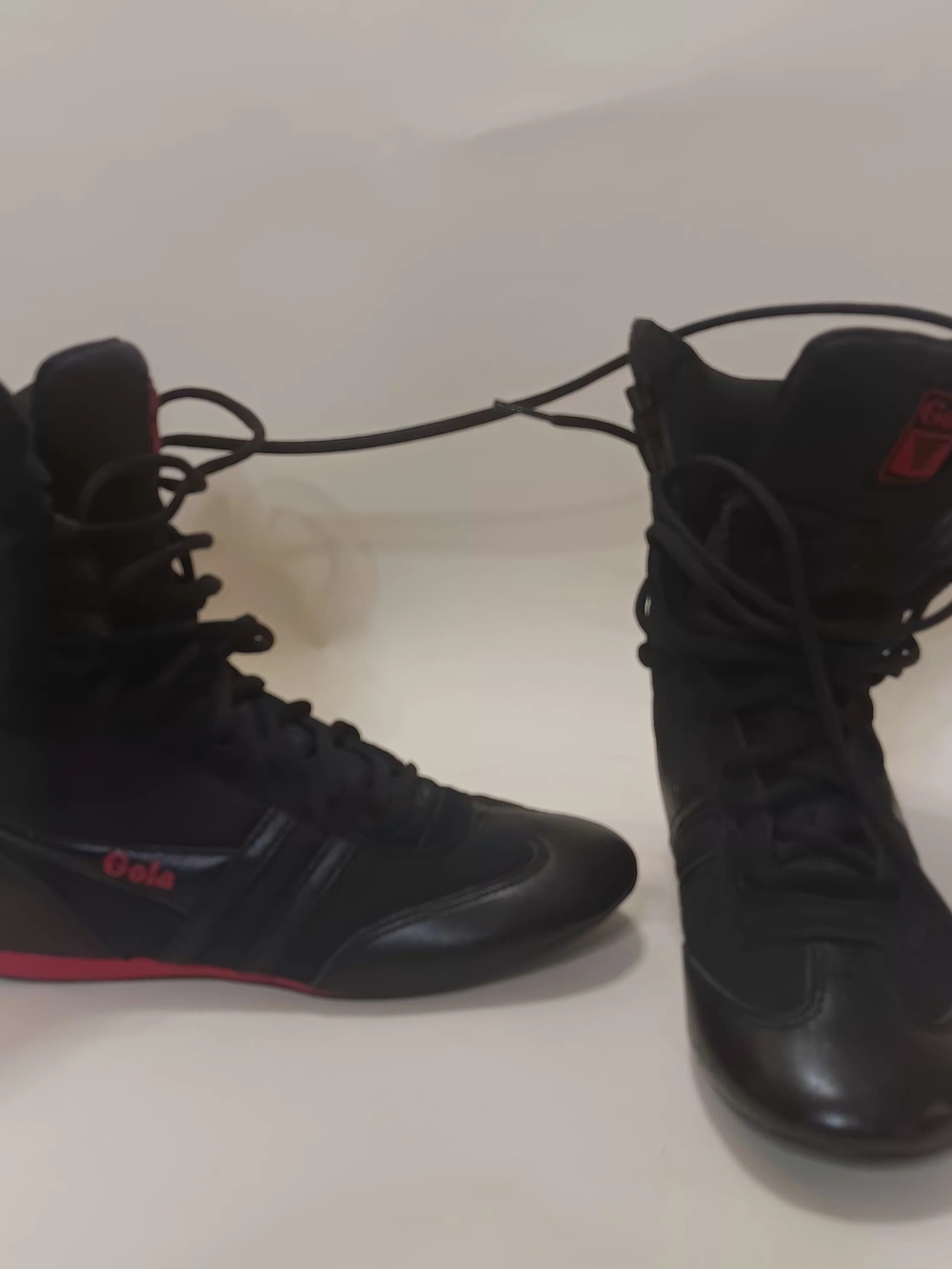 Gola Womens Black High-Top Sneakers with Red Trim